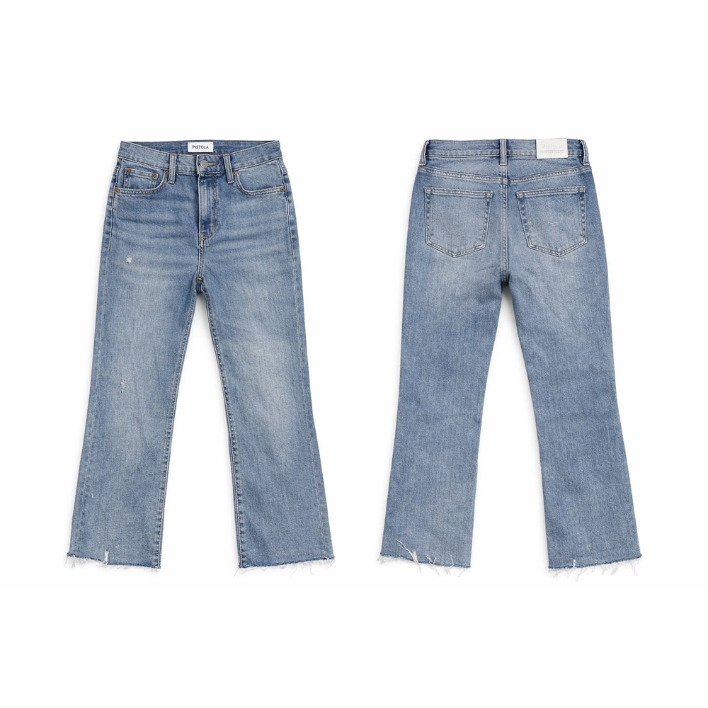 Pistola Womens Jeans Size 25 Flare Leg Distressed Cropped Blue Denim